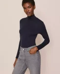 Ann Taylor Petite Weekend|Petite Weekend|Petite Weekend Collection Turtleneck Top Night Sky