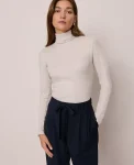 Ann Taylor Petite Weekend|Petite Weekend|Petite Weekend Collection Turtleneck Top Pale Sand Heather