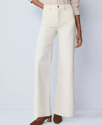 Ann Taylor Pants|Petite Pants|Petite Weekend Collection Wide Leg Corduroy Pant Winter White