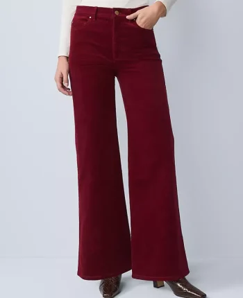 Ann Taylor Pants|Petite Pants|Petite Weekend Collection Wide Leg Corduroy Pant Cherry Pie