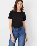 Ann Taylor Tops And Blouses|Pima Cotton Crew Neck Tee Black