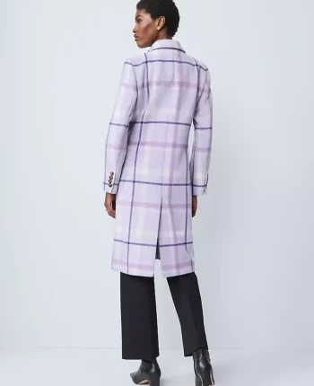 Ann Taylor Jackets And Blazers|Plaid Chesterfield Coat Lavender Bouquet