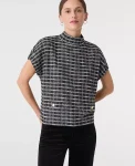 Ann Taylor Tops And Blouses|Plaid Tweed Mock Neck Top Black/White Multi