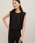 Ann Taylor Tops And Blouses|Pleated Bubble Hem Top Black