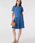 Ann Taylor Dresses|Pleated Shift Dress Refreshingly Blue