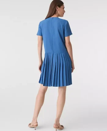 Ann Taylor Dresses|Pleated Shift Dress Refreshingly Blue