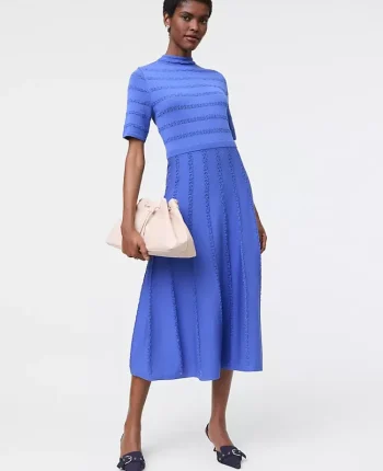 Ann Taylor Dresses|Sweaters|Pointelle Mock Neck Sweater Dress Electric Periwinkle
