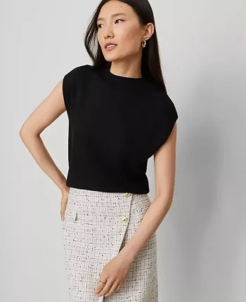 Ann Taylor Sweaters|All Sweaters|Refined Mock Neck Sweater Shell Black