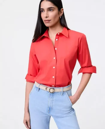 Ann Taylor Tops And Blouses|Relaxed Perfect Shirt Fiery Sunset