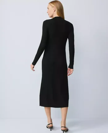 Ann Taylor Dresses|Sweaters|Ribbed Button Sweater Dress Black