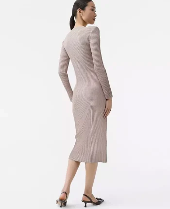 Ann Taylor Dresses|Sweaters|Ribbed Button Sweater Dress Mocha Meringue