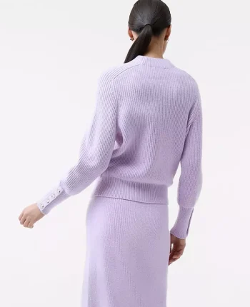 Ann Taylor Sweaters|All Sweaters|Ribbed Button Sweater Sunrise Lavender
