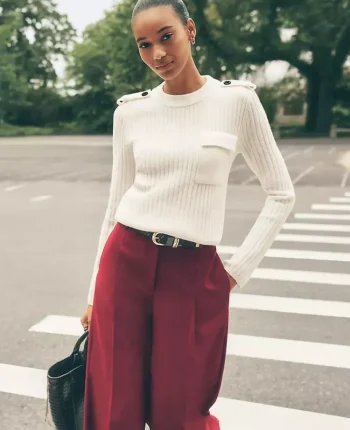 Ann Taylor Sweaters|All Sweaters|Ribbed Pocket Sweater Winter White