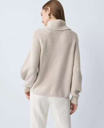 Ann Taylor Sweaters|All Sweaters|Ribbed Turtleneck Sweater Pale Sand Heather