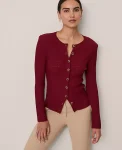 Ann Taylor Sweaters|All Sweaters|Ribbed V-Neck Cardigan Cherry Pie