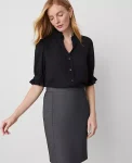 Ann Taylor Tops And Blouses|Ruffle Collar Blouse Black