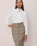 Ann Taylor Tops And Blouses|Ruffle Neck Satin Blouse Winter White