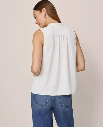 Ann Taylor Tops And Blouses|Ruffle Sleeveless Blouse Winter White