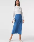 Ann Taylor Skirts|Satin Bias Midi Slip Skirt Refreshingly Blue