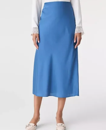 Ann Taylor Skirts|Satin Bias Midi Slip Skirt Refreshingly Blue