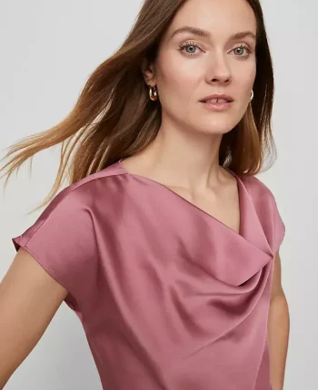Ann Taylor Tops And Blouses|Satin Cowl Neck Top Smokey Rose