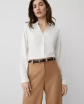 Ann Taylor Tops And Blouses|Satin Essential Shirt Winter White