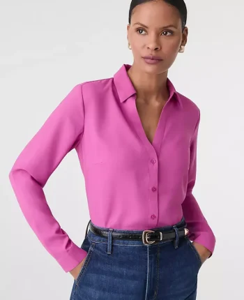 Ann Taylor Tops And Blouses|Satin Essential Shirt Sugar Plum