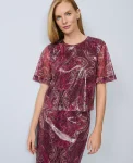 Ann Taylor Tops And Blouses|Sequin Paisley Top Poised Plum