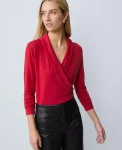 Ann Taylor Tops And Blouses|Shawl Collar Wrap Top Jewel Red