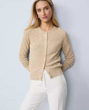 Ann Taylor Sweaters|All Sweaters|Shimmer Ann Cardigan Gold