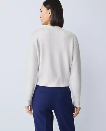 Ann Taylor Sweaters|All Sweaters|Shimmer Crew Neck Cardigan Winter White