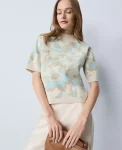 Ann Taylor Sweaters|All Sweaters|Shimmer Floral Jacquard Sweater Tee Aqua Steam