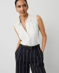 Ann Taylor Tops And Blouses|Shirred Yoke Sleeveless Shirt Winter White