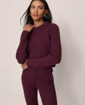 Ann Taylor Sweaters|All Sweaters|Shoulder Detail Crew Neck Sweater Poised Plum
