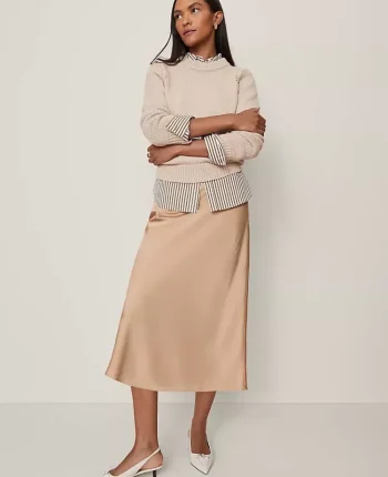 Ann Taylor Sweaters|All Sweaters|Shoulder Detail Crew Neck Sweater Pale Sandalwood