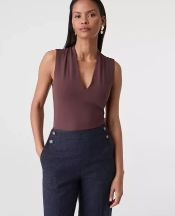 Ann Taylor Tops And Blouses|Sleeveless V-Neck Top Rich Walnut