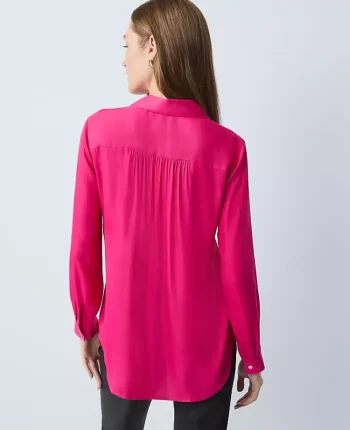 Ann Taylor Tops And Blouses|Soft Drapey Camp Shirt Electric Pink