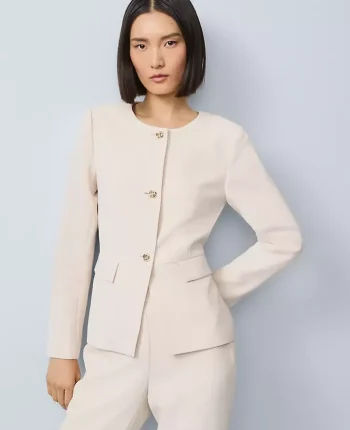 Ann Taylor Jackets And Blazers|Split Hem Jacket Ivory Whisper