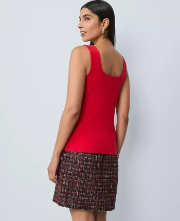 Ann Taylor Tops And Blouses|Square Neck Tank Top Iconic Red