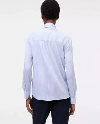 Ann Taylor Tops And Blouses|Striped Bow Blouse Powdered Periwinkle