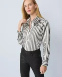 Ann Taylor Tops And Blouses|Striped Embellished Shirt Black