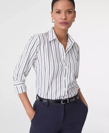 Ann Taylor Tops And Blouses|Striped Perfect Shirt Winter White