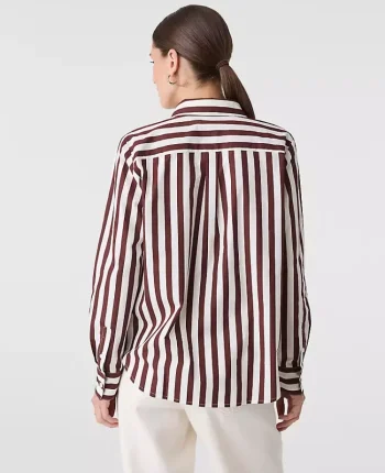 Ann Taylor Tops And Blouses|Striped Relaxed Perfect Shirt Deep Bronze
