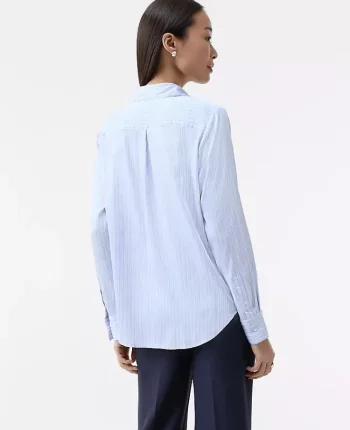 Ann Taylor Tops And Blouses|Striped Relaxed Perfect Shirt Powdered Periwinkle