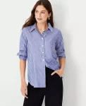 Ann Taylor Tops And Blouses|Striped Relaxed Perfect Shirt Blue Stripe