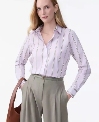Ann Taylor Tops And Blouses|Striped Relaxed Perfect Shirt Fair Orchid