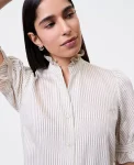 Ann Taylor Tops And Blouses|Striped Ruffle Collar Shirt Ivory