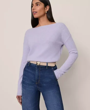 Ann Taylor Cashmere|Sweaters|Studio Collection Cashmere Off-The-Shoulder Sweater Light Lavender Melange