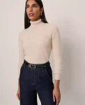 Ann Taylor Cashmere|Sweaters|Studio Collection Cashmere Ribbed Turtleneck Sweater Neutral