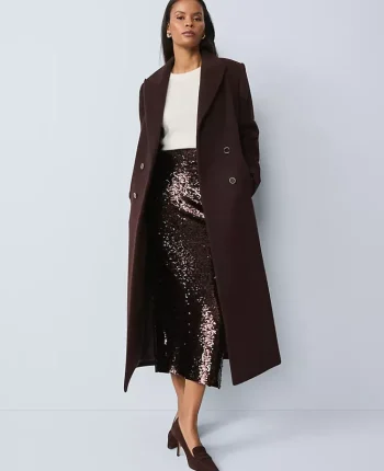 Ann Taylor Skirts|Studio Collection Sequin Pencil Skirt Pure Chocolate